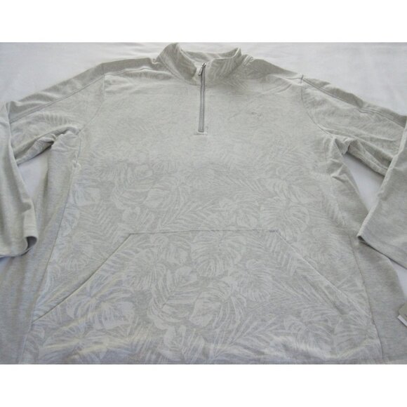 Men's Tommy Bahama 1/4 zipper Mock Neck PO sweatshirt Grey Floral Size 2XL NWT - Picture 5 of 7